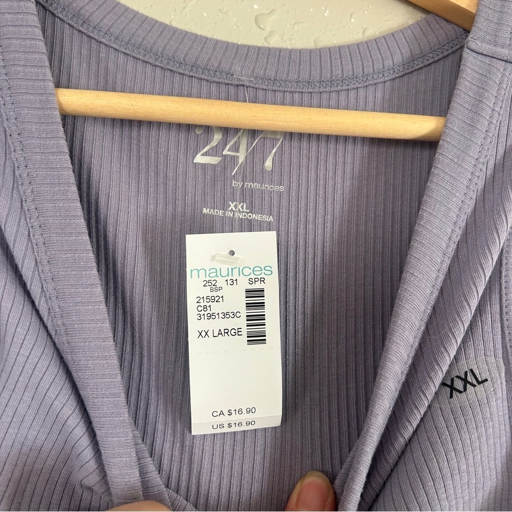 🦋 NWT Maurices Lavender Ribbed Tank Top Purple Casual Stretch Comfy XXL - Picture 3 of 7